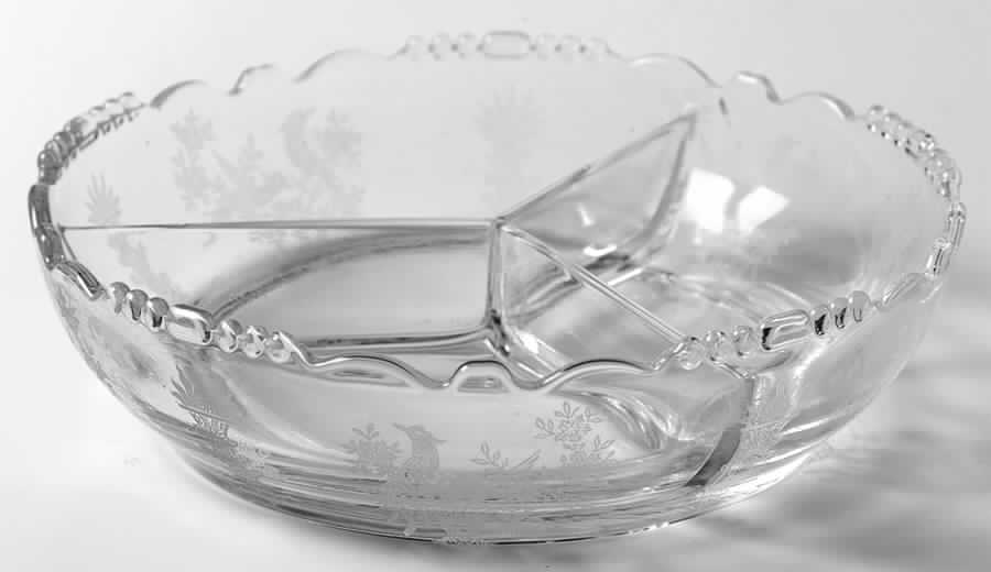 Persian Pheasant (Stem 17358, Optic) 6" Round 3 Part Relish by Tiffin-Franciscan-1