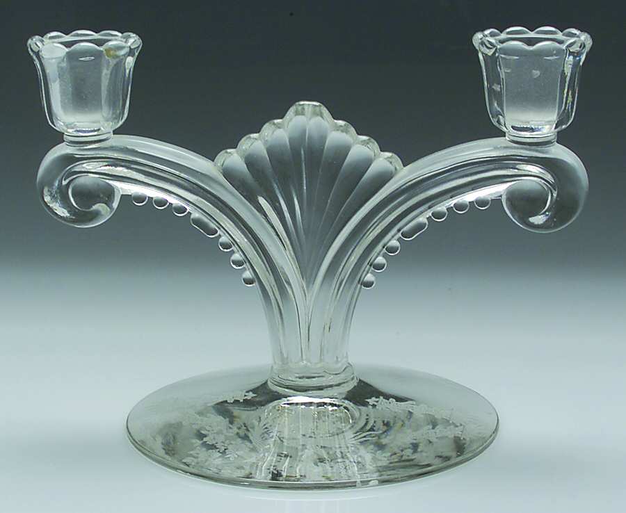 Persian Pheasant (Stem 17358, Optic) Double Light Candlestick by Tiffin-Franciscan-1