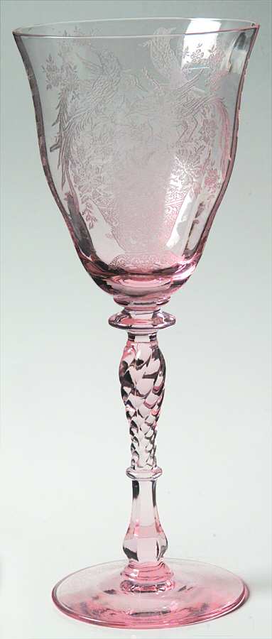 Persian Pheasant-Pink (15037) Water Goblet by Tiffin-Franciscan-1