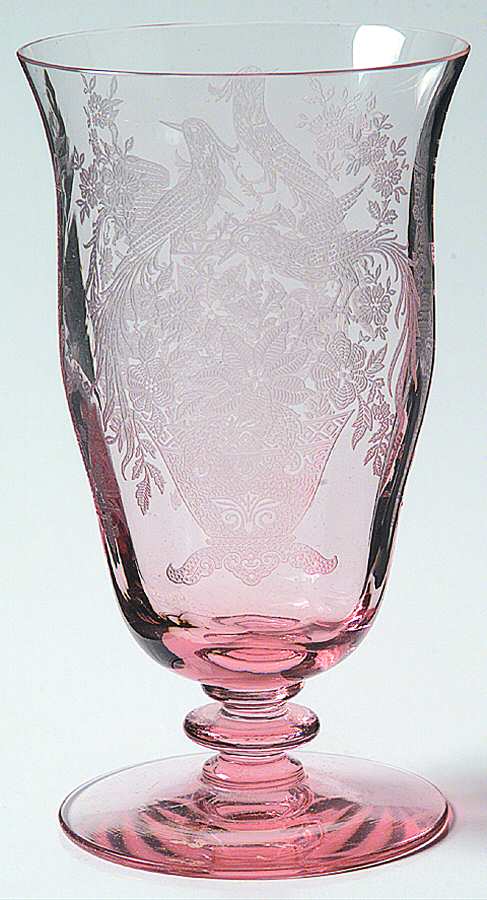 Persian Pheasant-Pink (15037) 9 Oz Footed Tumbler by Tiffin-Franciscan-1