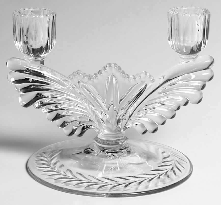 Priscilla Clear (Polished Cut) Double Light Candlestick by Tiffin-Franciscan-1