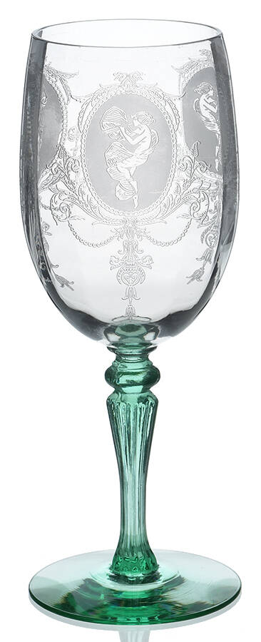 Psyche Green (Stem 15016) Water Goblet by Tiffin-Franciscan-1