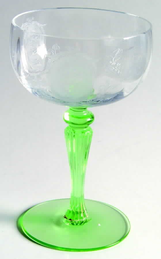 Psyche Green (Stem 15016) Champagne/Tall Sherbet by Tiffin-Franciscan-1