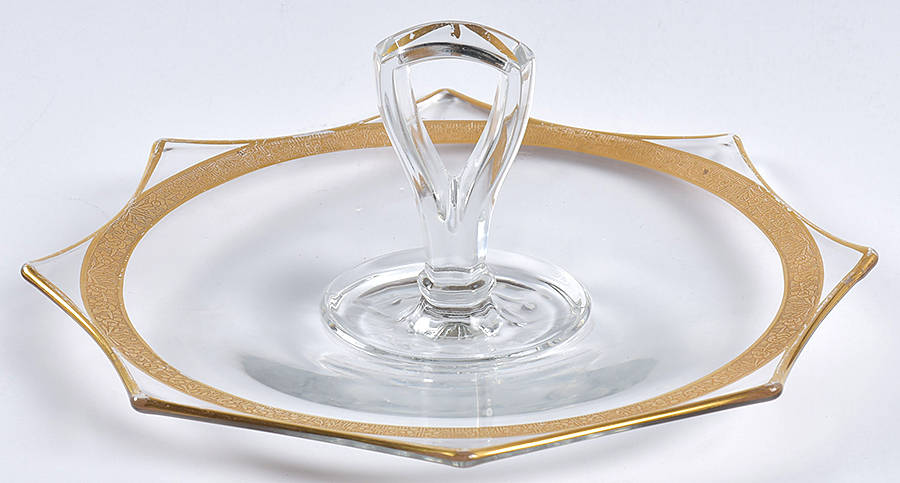 Rambler Rose Clear (Stem 14196) Center Handle Tray by Tiffin-Franciscan-1