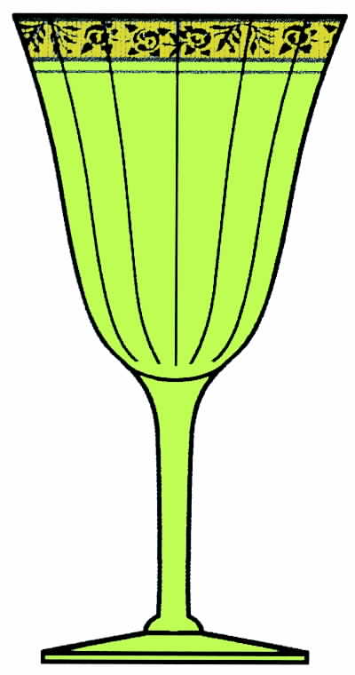 Rambler Rose Green (Stem 14196) Water Goblet by Tiffin-Franciscan-1