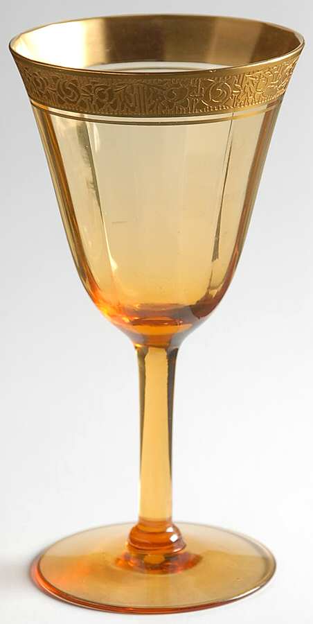 Rambler Rose Amber (Stem 14196) Water Goblet by Tiffin-Franciscan-1