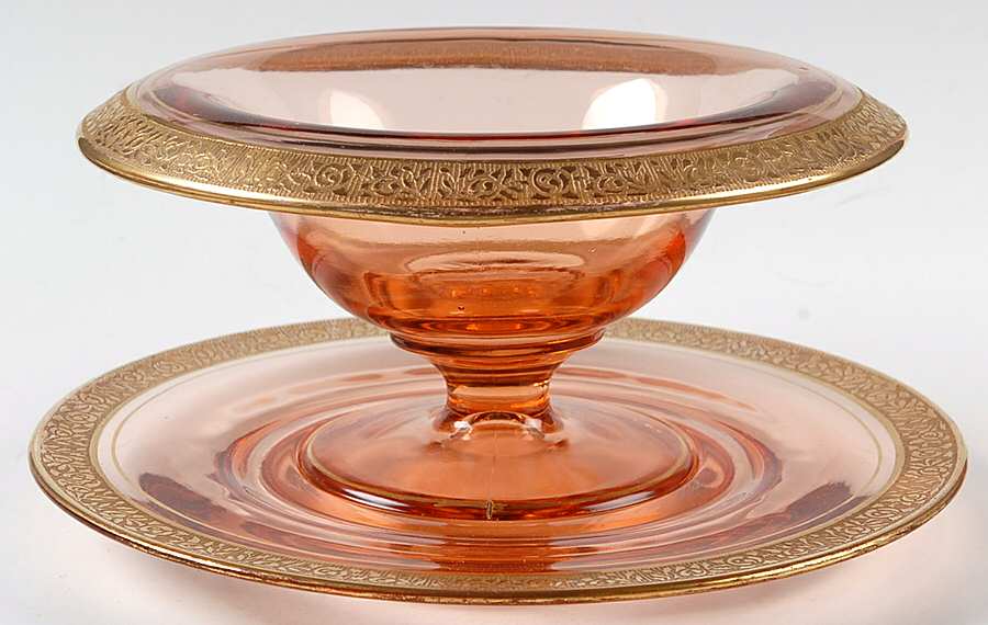 Rambler Rose Pink (Stem 14196) Mayonnaise Bowl and Underplate by Tiffin-Franciscan-1
