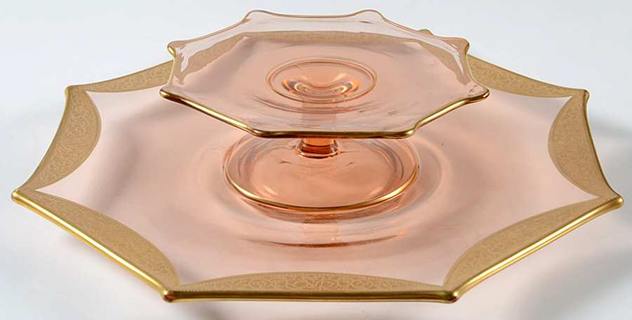 Rambler Rose Pink (Stem 14196) Cheese & Cracker Set by Tiffin-Franciscan-1