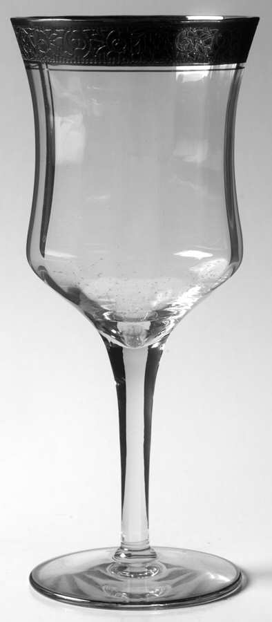 Rambler Rose Clear (Stem 14188, Platinum Encrusted) Water Goblet by Tiffin-Franciscan-1