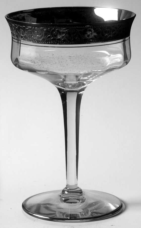 Rambler Rose Clear (Stem 14188, Platinum Encrusted) Champagne/Tall Sherbet by Tiffin-Franciscan-1