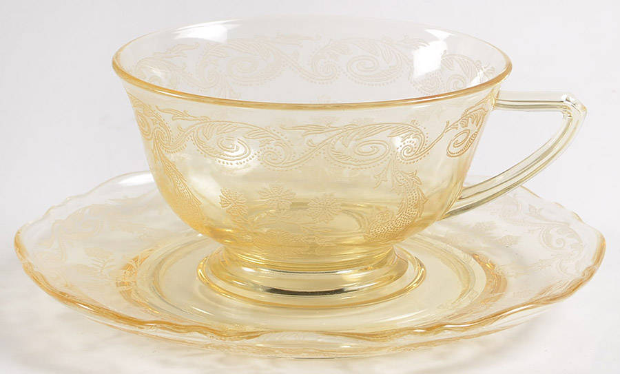 Rosalind Mandarin (Stem 15042) Footed Cup & Saucer Set by Tiffin-Franciscan-1