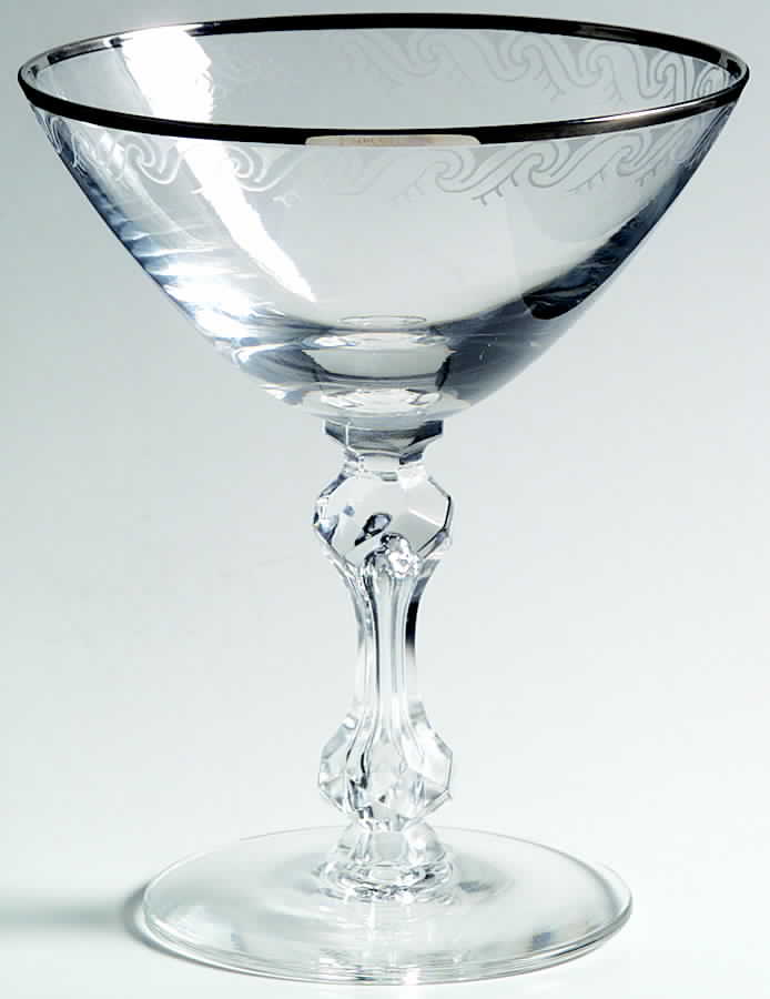 Silver Spray Stem 17601 (Platinum Trim) Champagne/Tall Sherbet by Tiffin-Franciscan-1