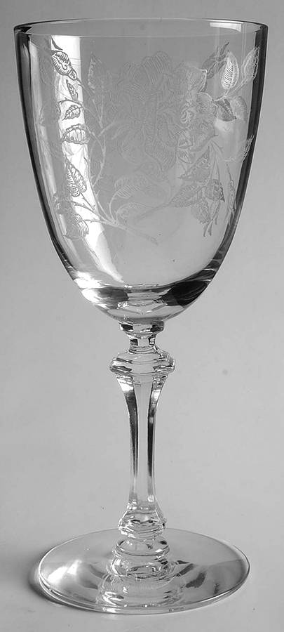 Tea Rose Etch Water Goblet by Tiffin-Franciscan-1