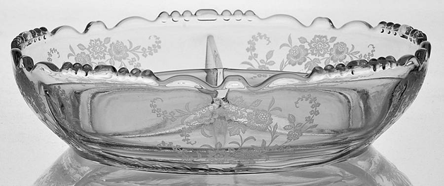 Tiffin Rose (Etched) 6" Round 3 Part Relish by Tiffin-Franciscan-1