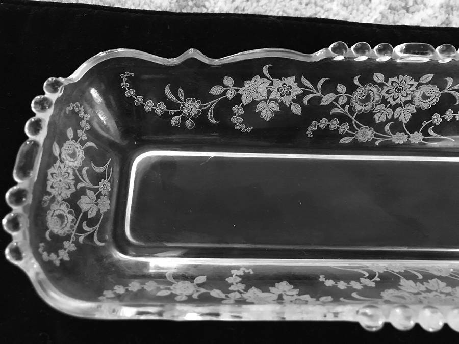Tiffin Rose (Etched) 10" Oblong Celery by Tiffin-Franciscan-1