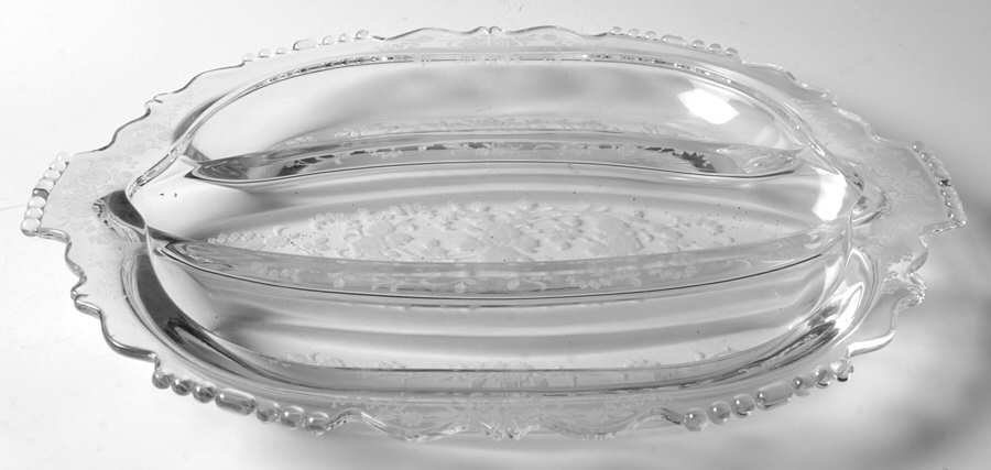 Tiffin Rose (Etched) 12" Oval 3 Part Relish by Tiffin-Franciscan-1