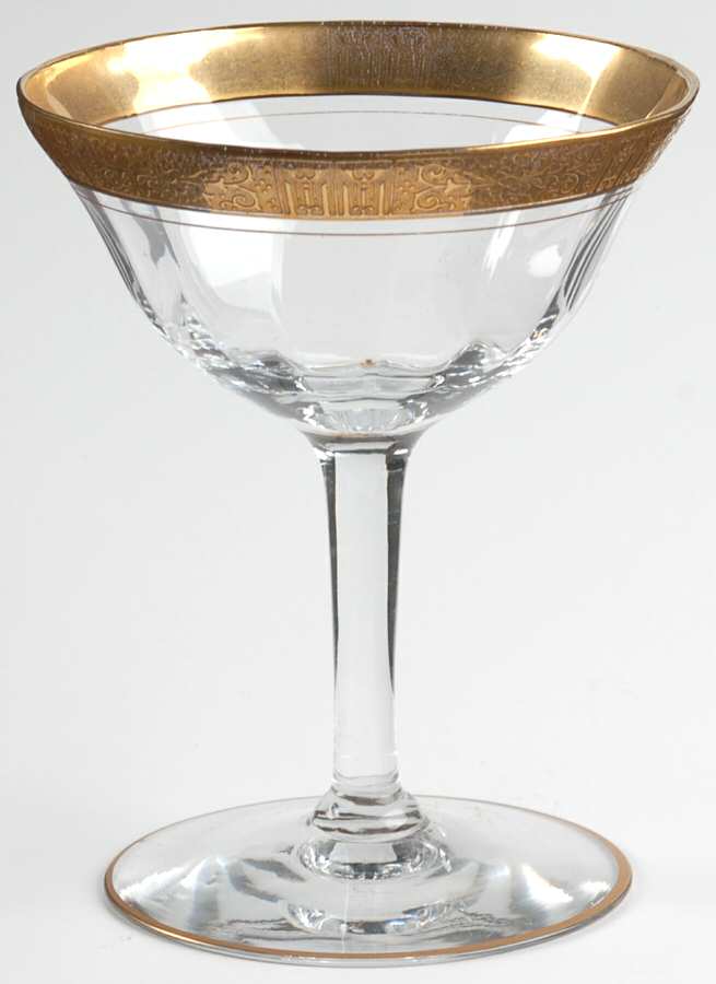 Valencia Clear (Gold Encrusted) Champagne/Tall Sherbet by Tiffin-Franciscan-1
