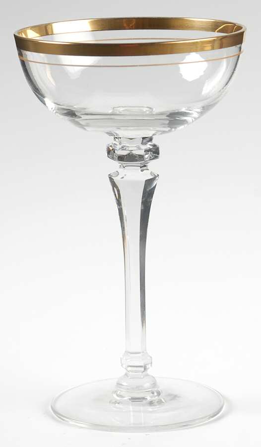 Valencia Clear (Gold Trim) Champagne/Tall Sherbet by Tiffin-Franciscan-1