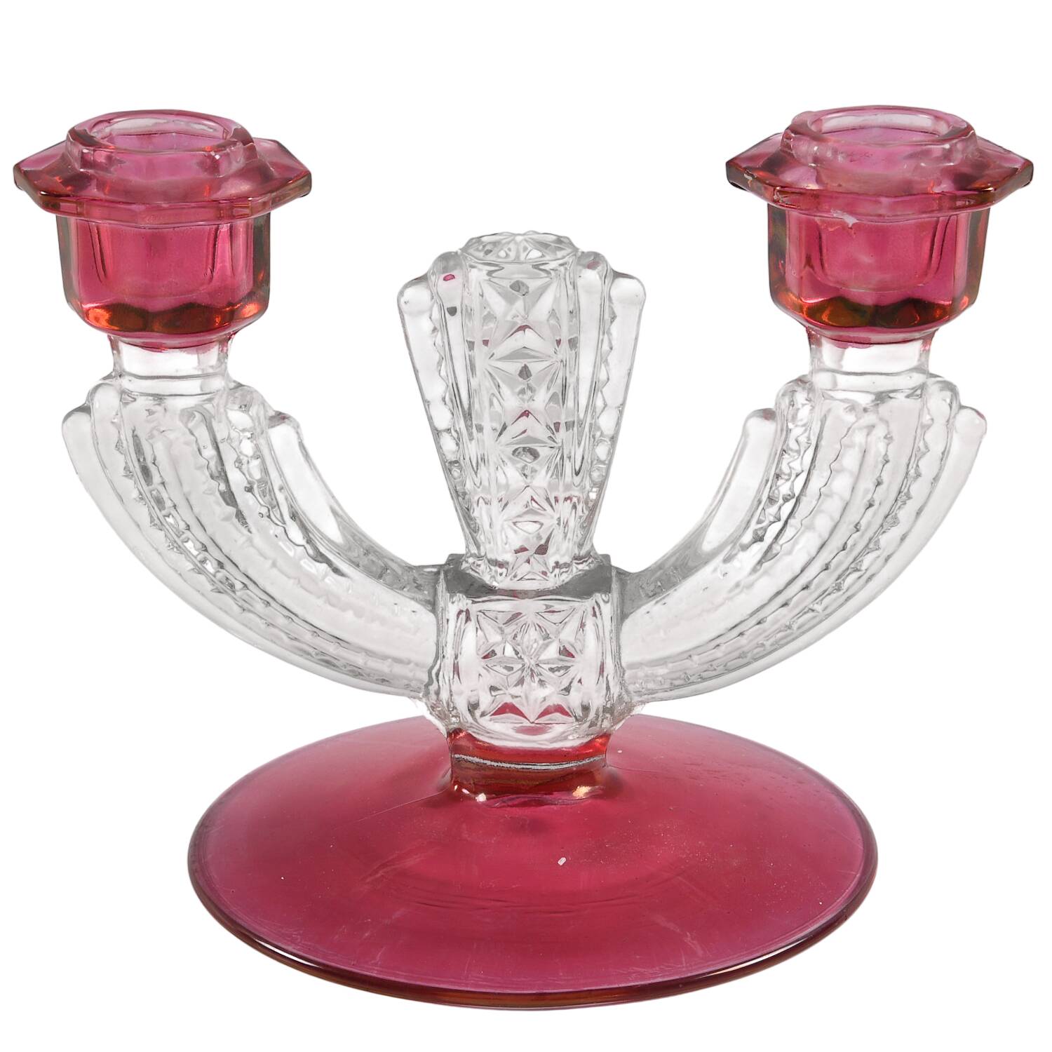 Williamsburg Ruby Flashed Double Light Candlestick by Tiffin-Franciscan-1