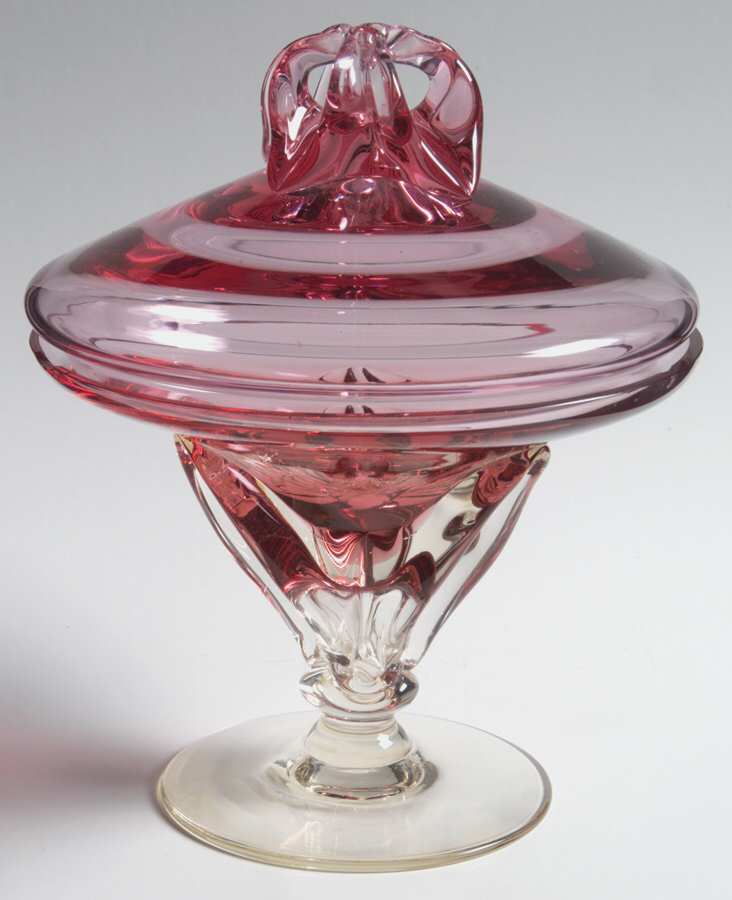 Wistaria Pink (Stem 17477) Footed Candy Dish & Lid by Tiffin-Franciscan-1