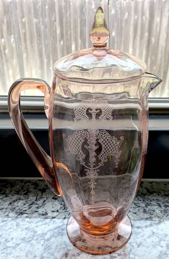 Helena Pink Pitcher & Lid by Tiffin-Franciscan-1
