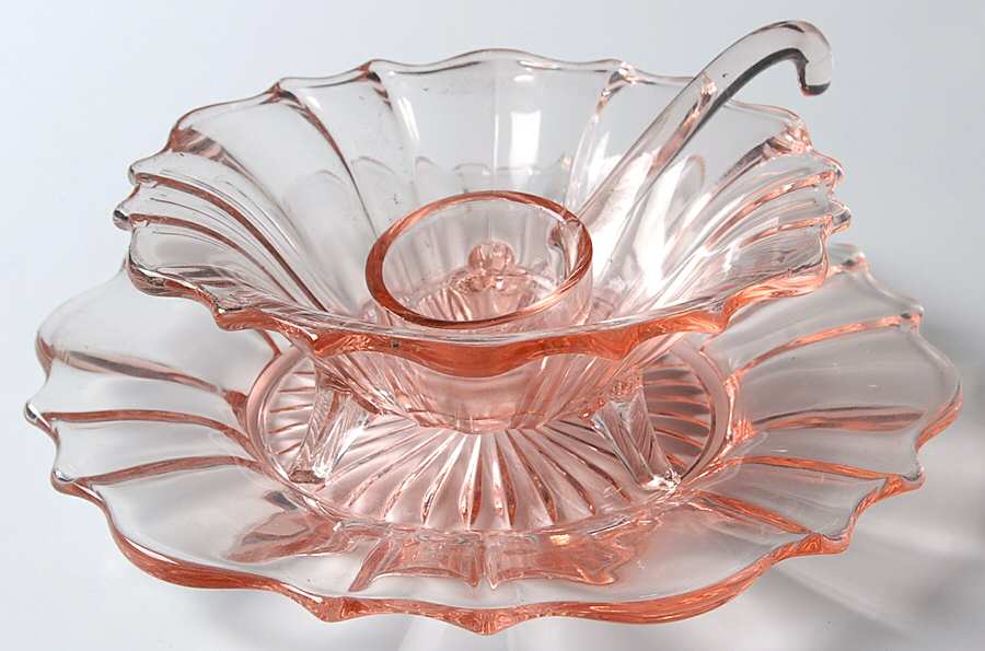 310-1-2-Pink Whipped Cream with Underplate and Ladle by Tiffin-Franciscan-1