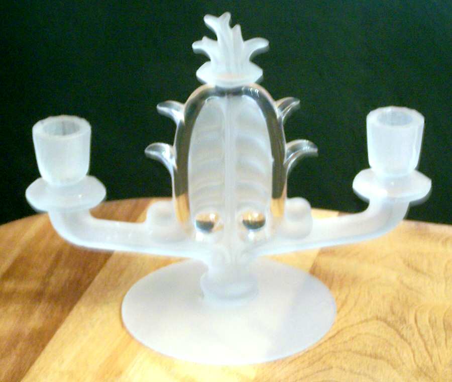 Velva Clear Frosted Double Light Candlestick by Tiffin-Franciscan-1