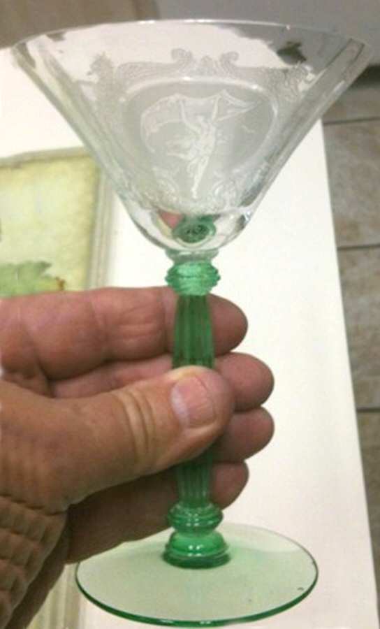 Nymph Green (Stem 15024) Champagne/Tall Sherbet by Tiffin-Franciscan-1