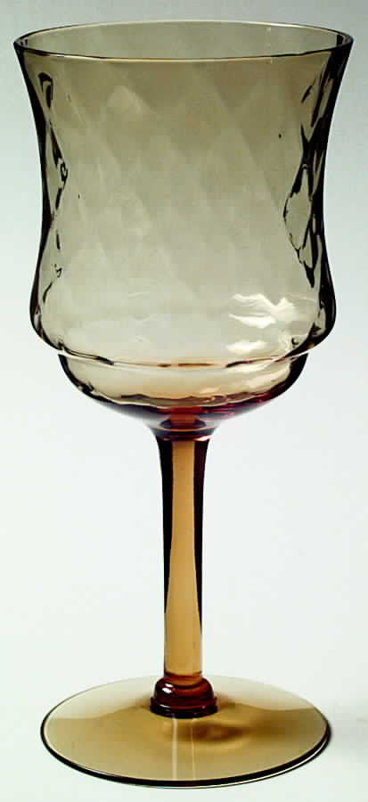 15028 Amber Diamond Optic Water Goblet by Tiffin-Franciscan-1