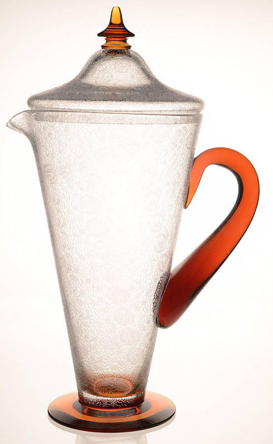 Lace Amber 64 Oz Pitcher & Lid by Tiffin-Franciscan-1