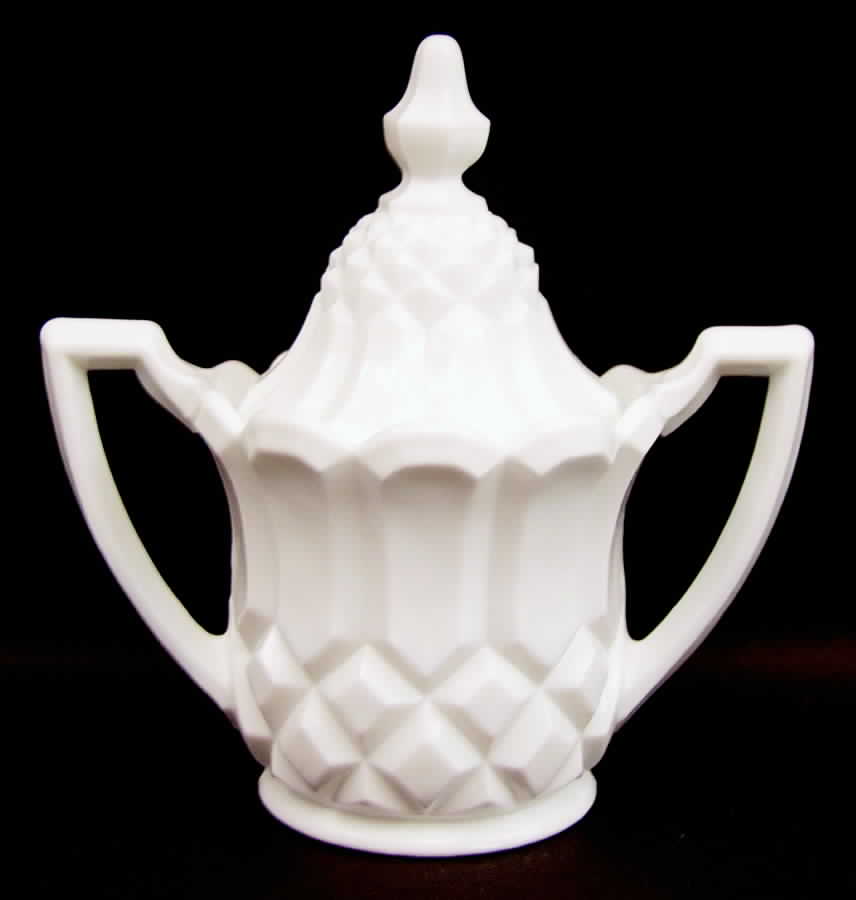 Betsy Ross Milk Glass Sugar Bowl & Lid by Tiffin-Franciscan-1