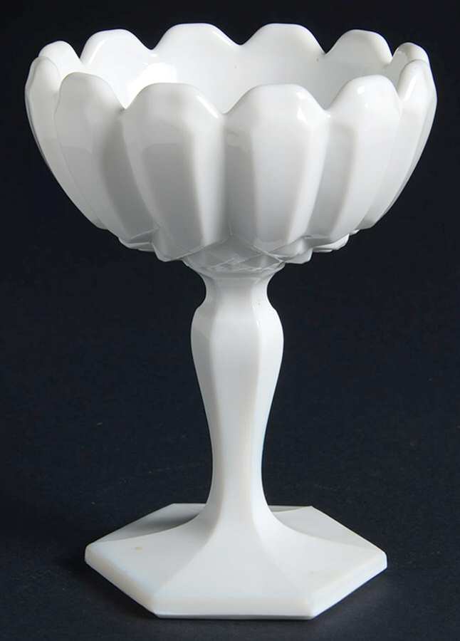 Betsy Ross Milk Glass Round Compote (Height X Width) by Tiffin-Franciscan-1