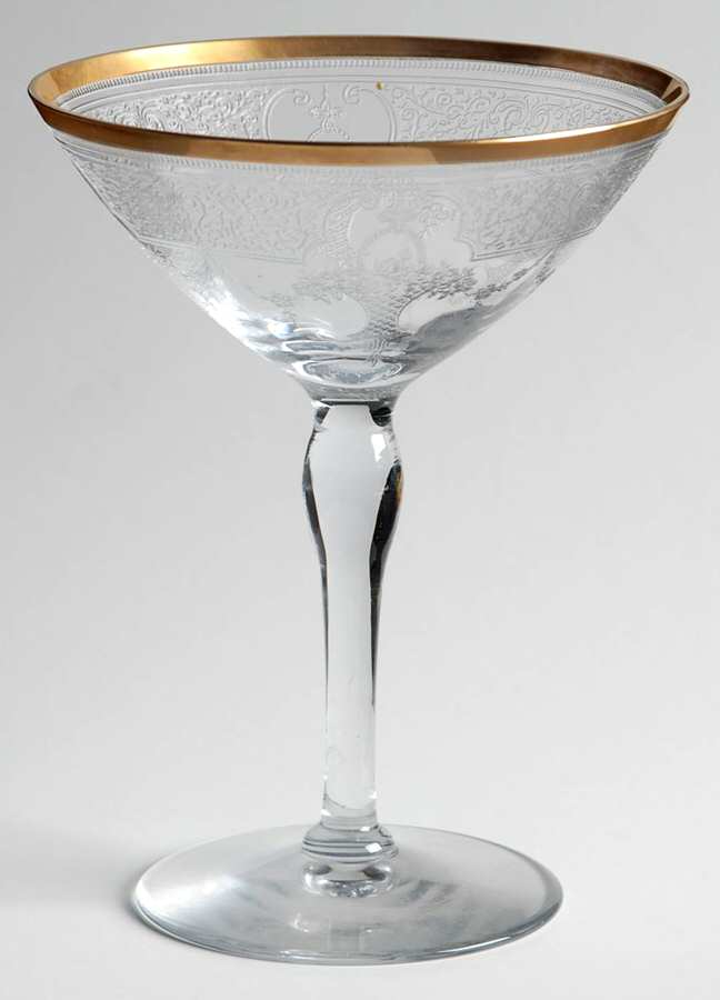 Elinor Gold (Etched) Champagne/Tall Sherbet by Tiffin-Franciscan-1