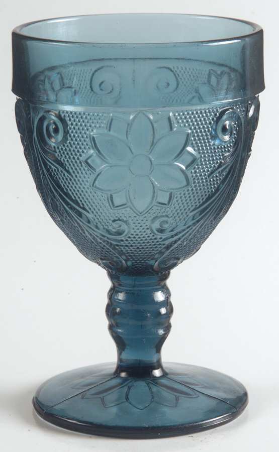 Sandwich Colonial Blue (Bi-Centennial Blue) Water Goblet by Tiara-1
