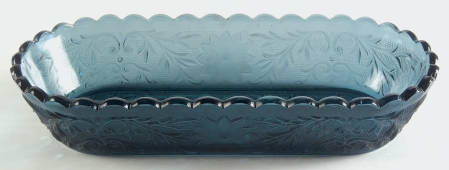 Sandwich Colonial Blue (Bi-Centennial Blue) 10" Oval Celery by Tiara-1