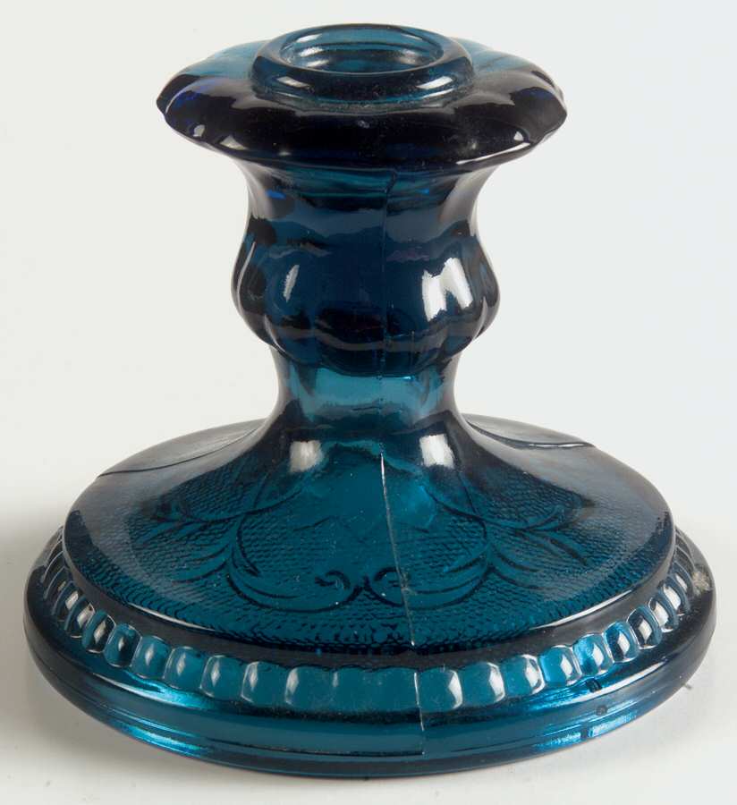 Sandwich Colonial Blue (Bi-Centennial Blue) 3" Single Light Candlestick by Tiara-1