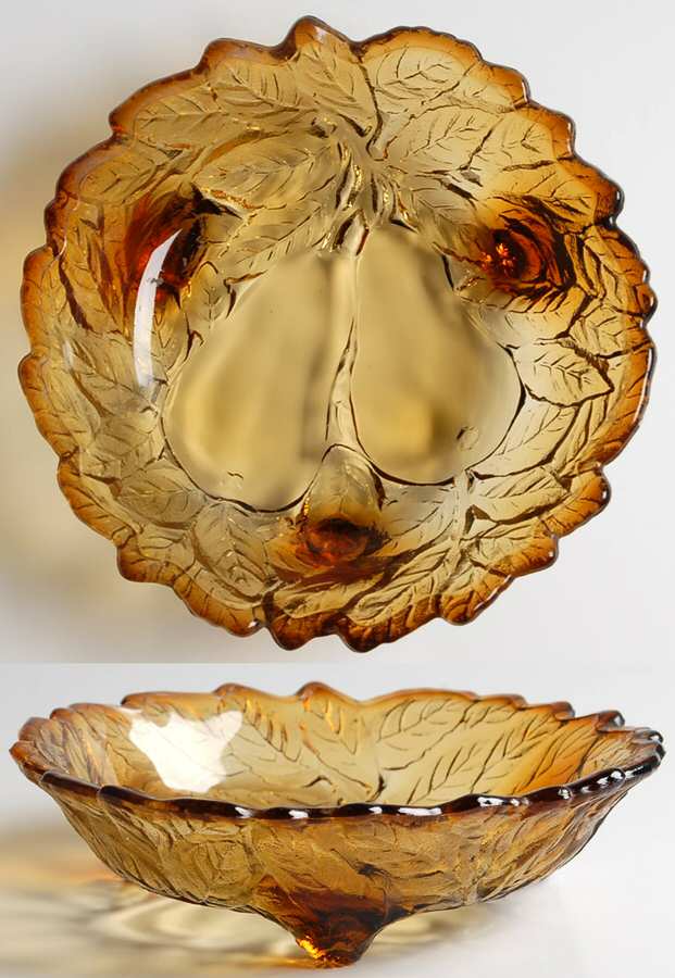 Sweet Pear-Dark Amber (Burnt Honey) 6" 3-Toed Footed Bowl by Tiara-1