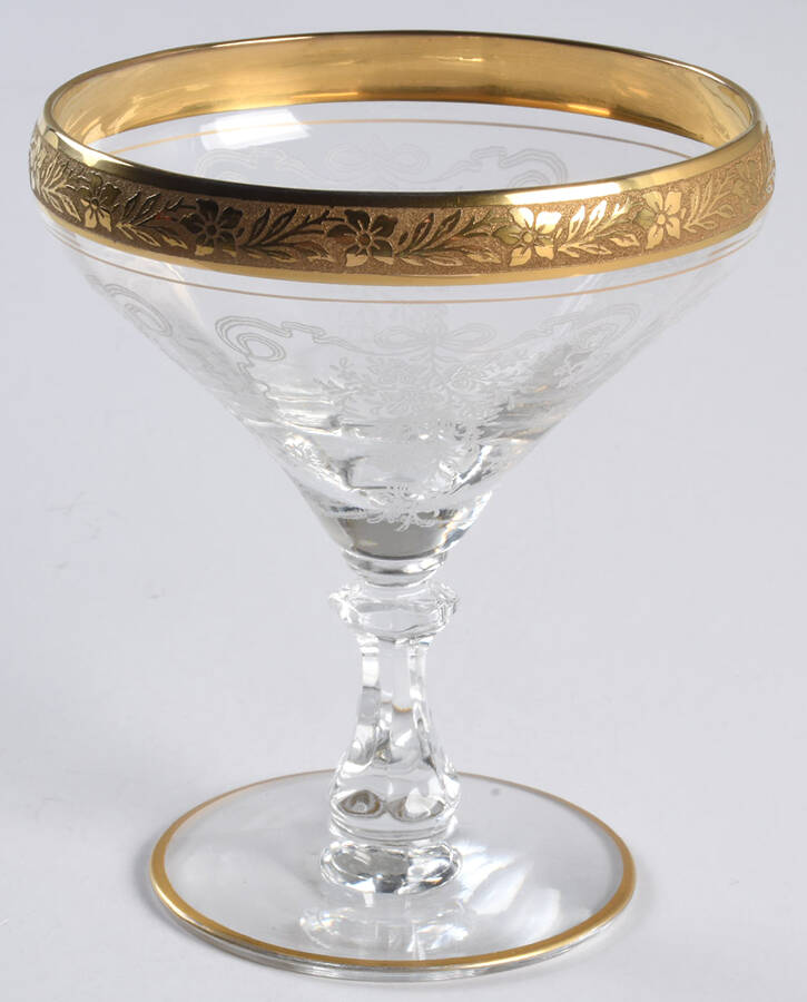 Melrose Clear (Unknown Stem-, Gold Encrusted) Low Sherbet by Tiffin-Franciscan-1