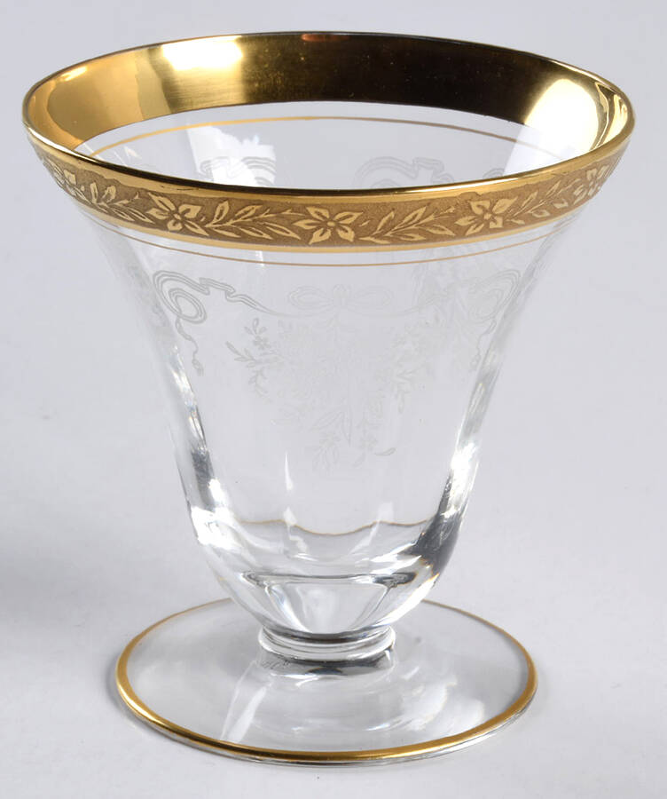 Melrose Clear (Unknown Stem-, Gold Encrusted) Oyster or Fruit Cocktail by Tiffin-Franciscan-1