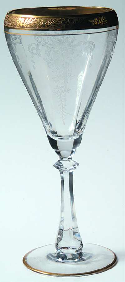 Melrose Clear (Unknown Stem-, Gold Encrusted) Water Goblet by Tiffin-Franciscan-1