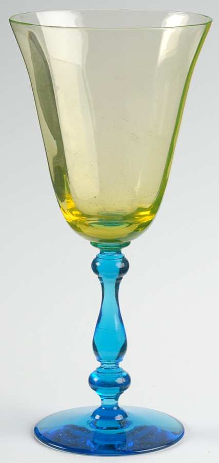 15001 Vaseline Blue Water Goblet by Tiffin-Franciscan-1