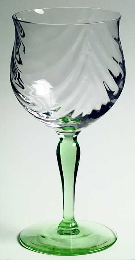 14199 Green Festoon Optic Water Goblet by Tiffin-Franciscan-1