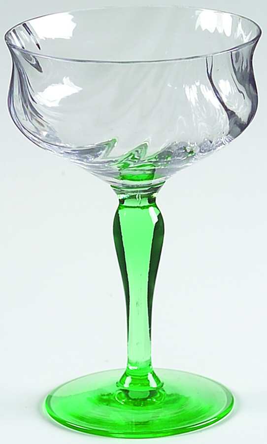 14199 Green Festoon Optic Champagne/Tall Sherbet by Tiffin-Franciscan-1