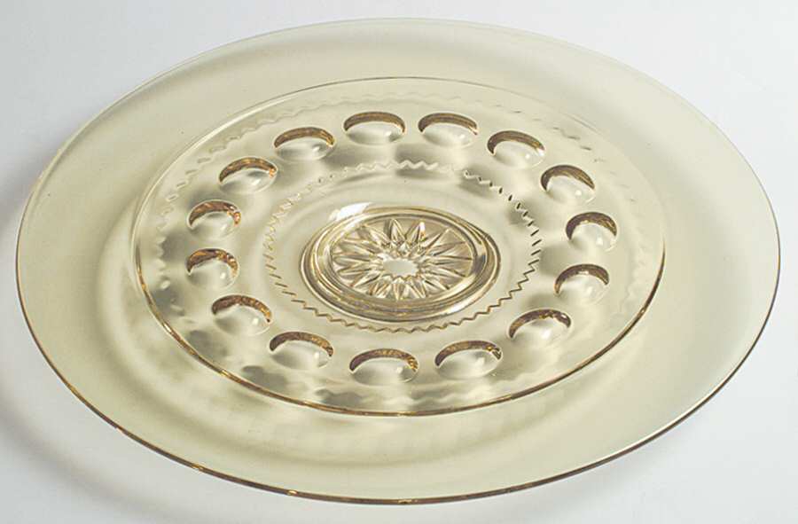 Antique Thumbprint Yellow 14" Torte Plate by Tiffin-Franciscan-1