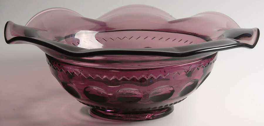 Antique Thumbprint Amethyst 11" Round Crimped Bowl by Tiffin-Franciscan-1