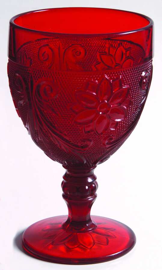 Sandwich Ruby Water Goblet by Tiara-1