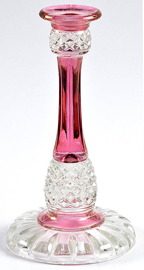 Baronial Ruby Flash 8" Single Light Candlestick by Tiffin-Franciscan-1