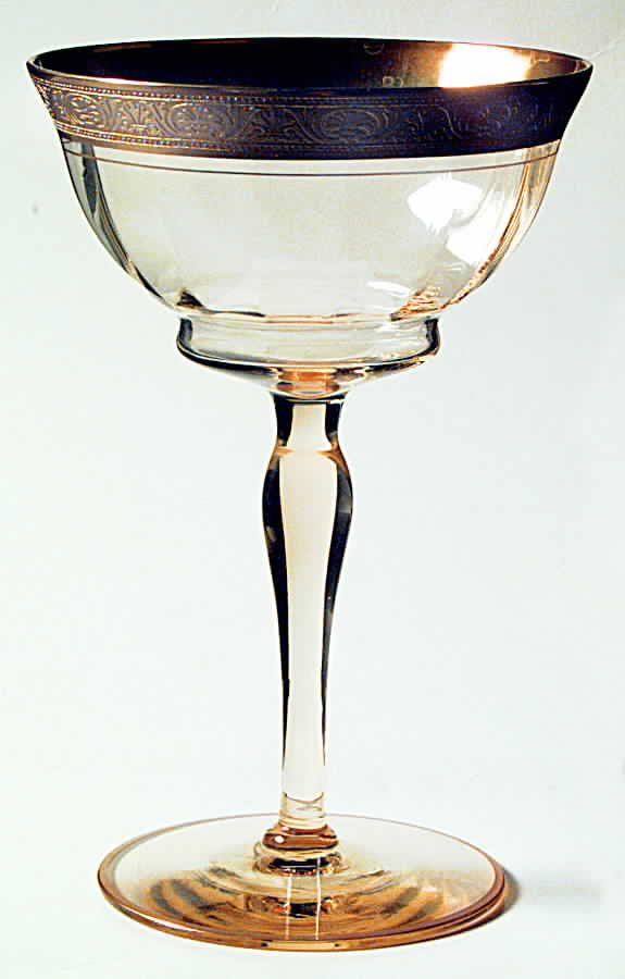 Athens Mandarin (Gold Encrusted) Champagne/Tall Sherbet by Tiffin-Franciscan-1