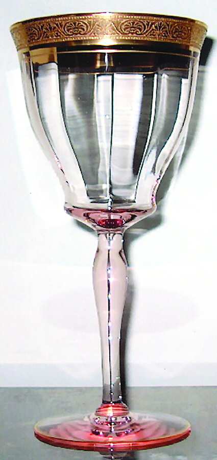 Athens Pink (Gold Encrusted) Water Goblet by Tiffin-Franciscan-1