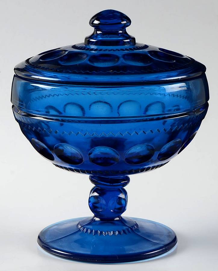 Crown Imperial Blue Footed Candy Dish & Lid by Tiara-1